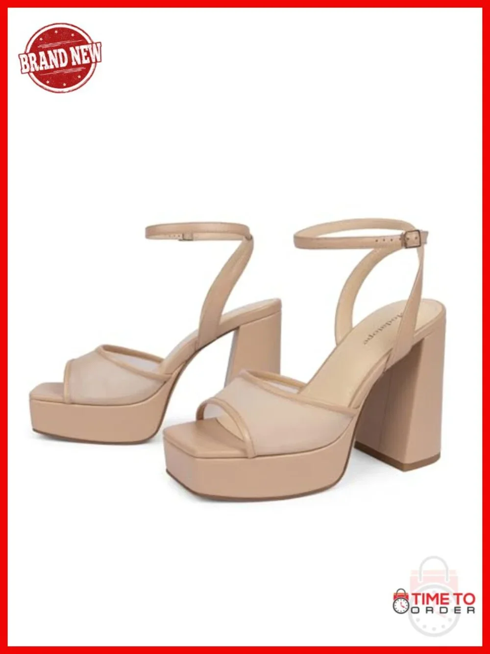 Platform Heels Chunky Heel Open Toe Ankle Strap Sandals Faux Leather